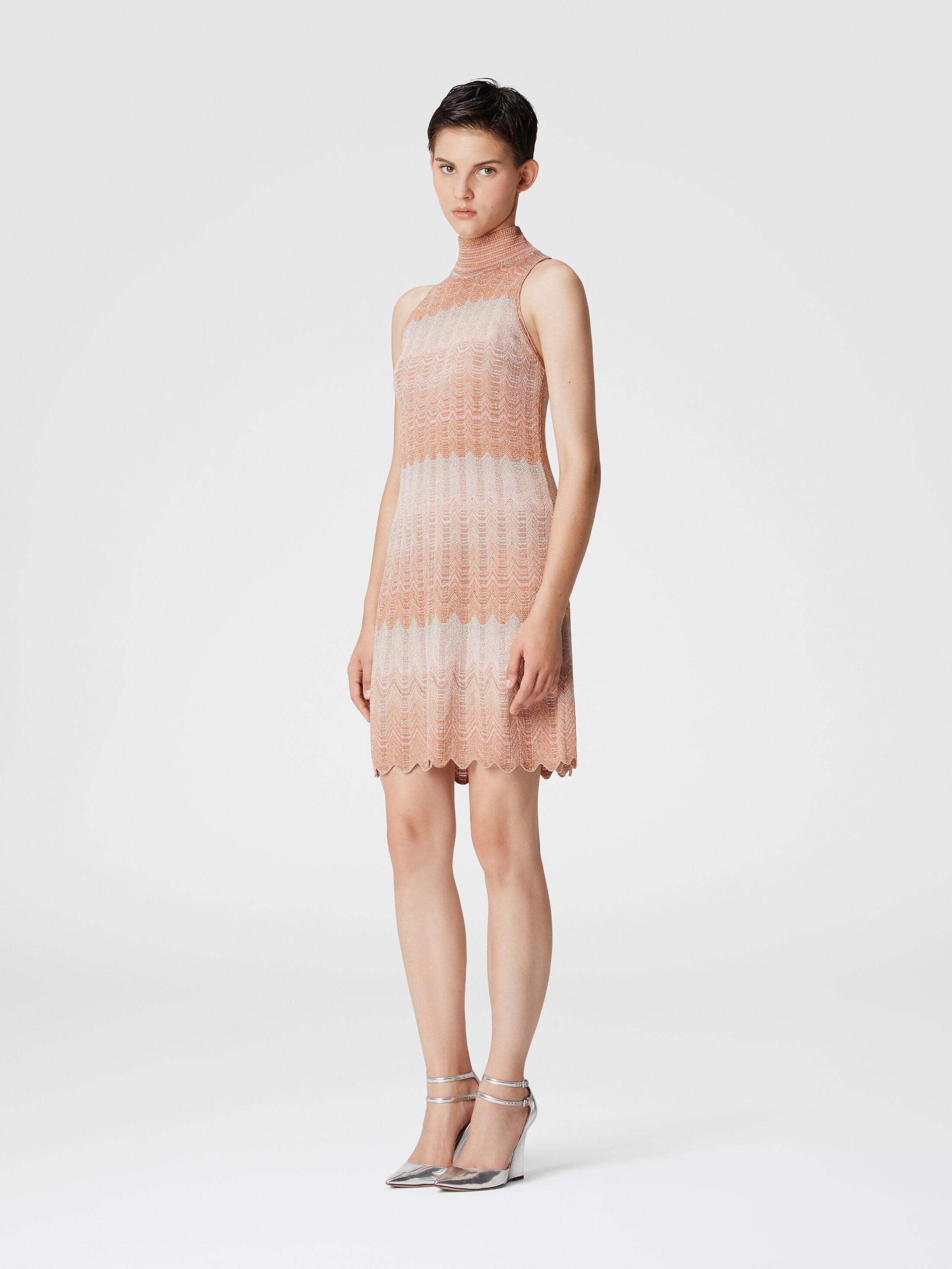 Sleeveless mini-dress with lamé Greek motif Product Image