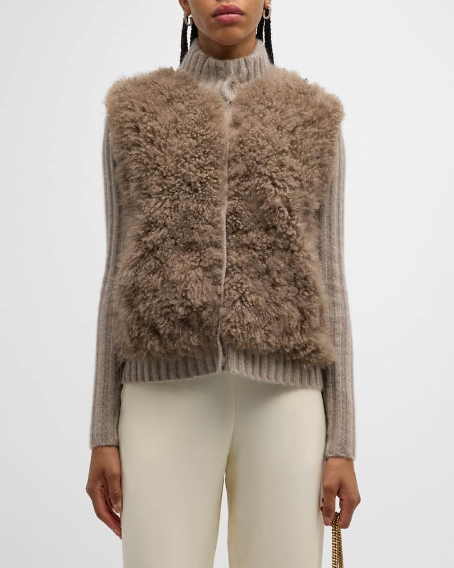 Cashmere and Shearling Ribbed Cardigan Product Image