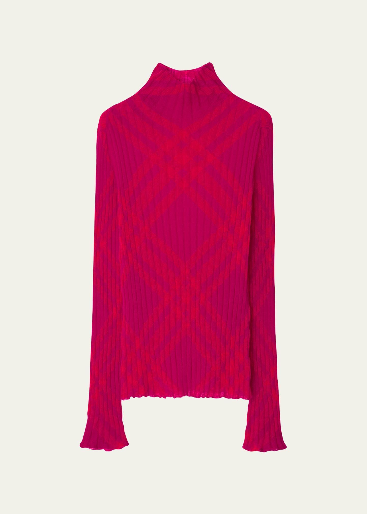 Womens Check Mohair-Blend Slim-Fit Turtleneck Sweater Product Image