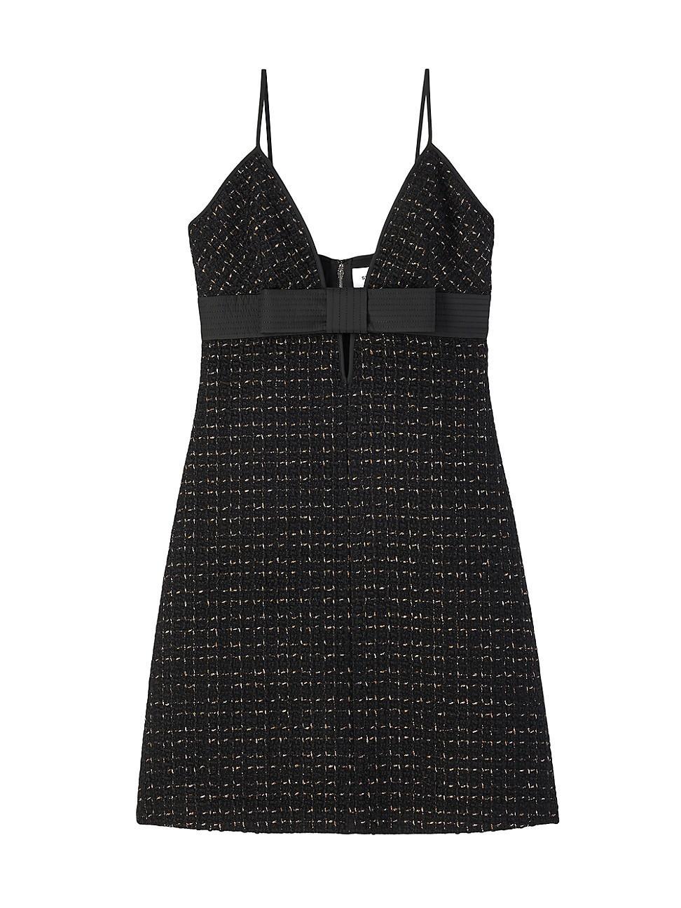 Womens Bow Metallic Tweed Minidress Product Image