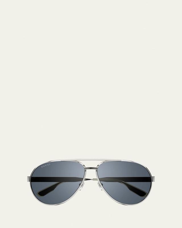 Mens Double-Bridge Metal Aviator Sunglasses Product Image