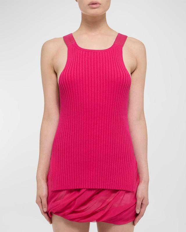 Womens Cotton Rib-Knit Scoopneck Tank Product Image