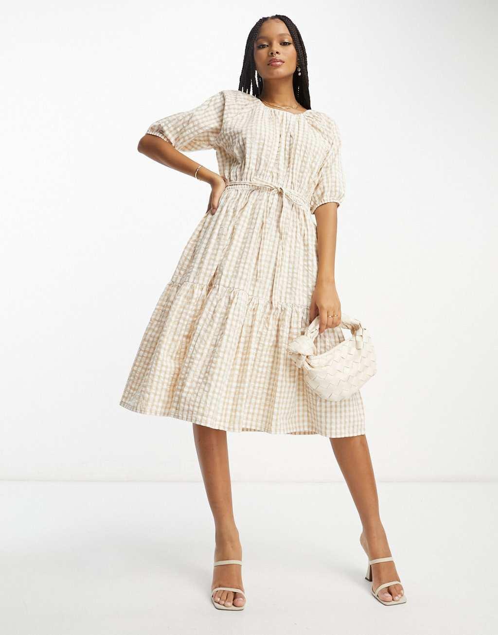 French Connection tiered midi smock dress Product Image