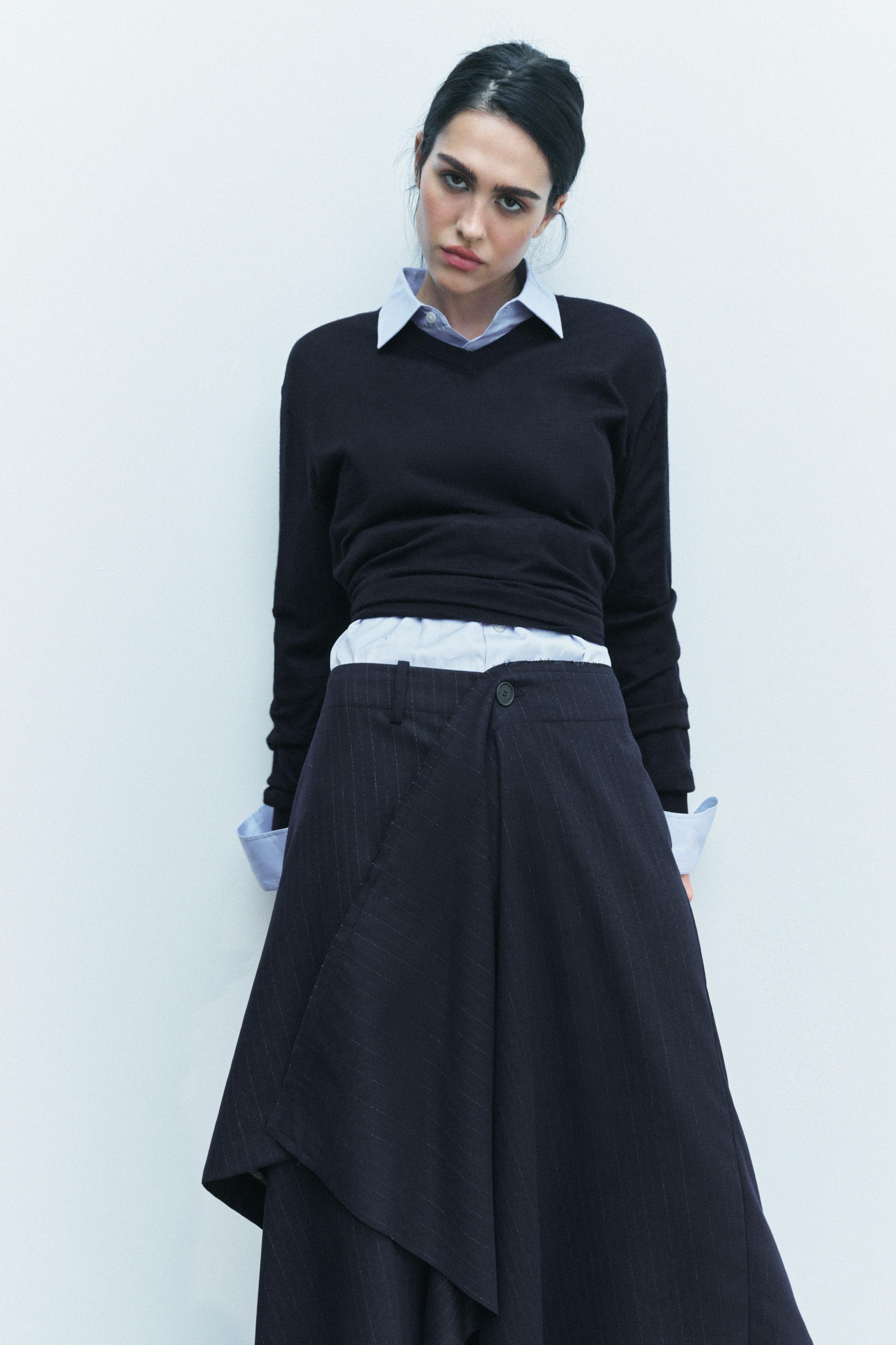 PINSTRIPE ASYMMETRIC SKIRT ZW COLLECTION Product Image