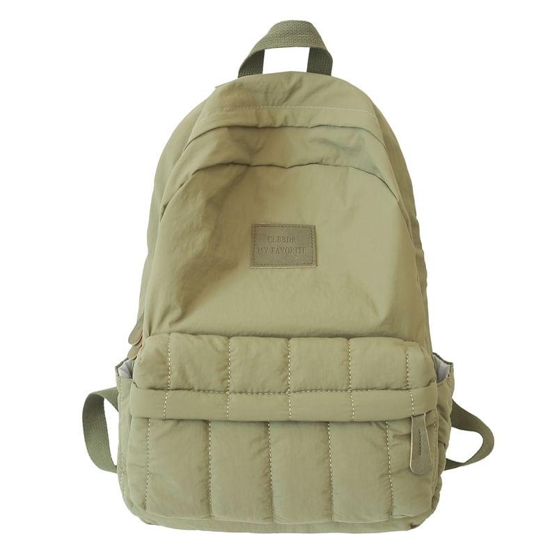 Plain Quilted Nylon Backpack Product Image