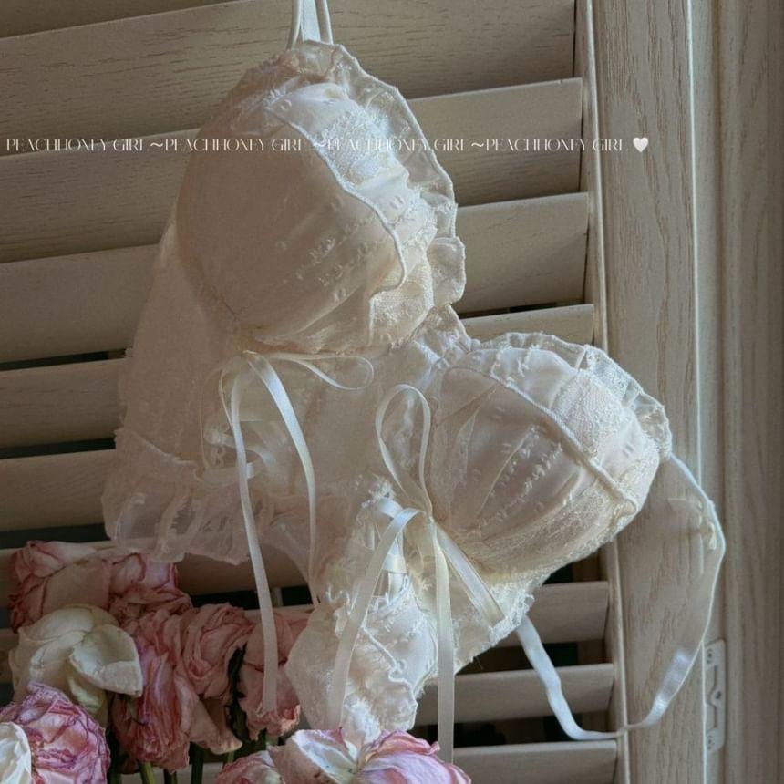 Set: Lace Crop Bustier Top + Panty Product Image