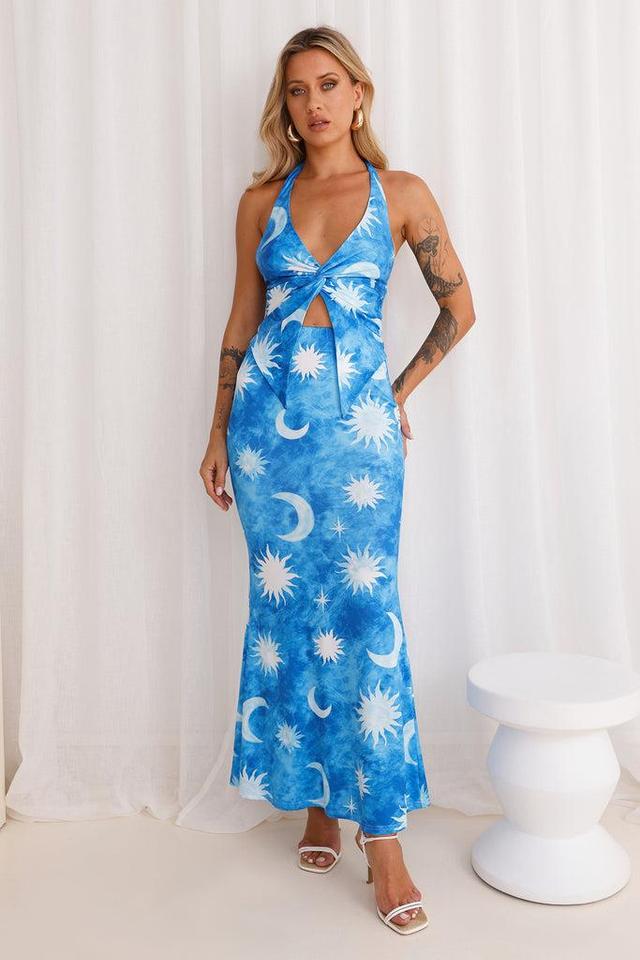 Night Sky Fantasies Maxi Skirt Blue Product Image