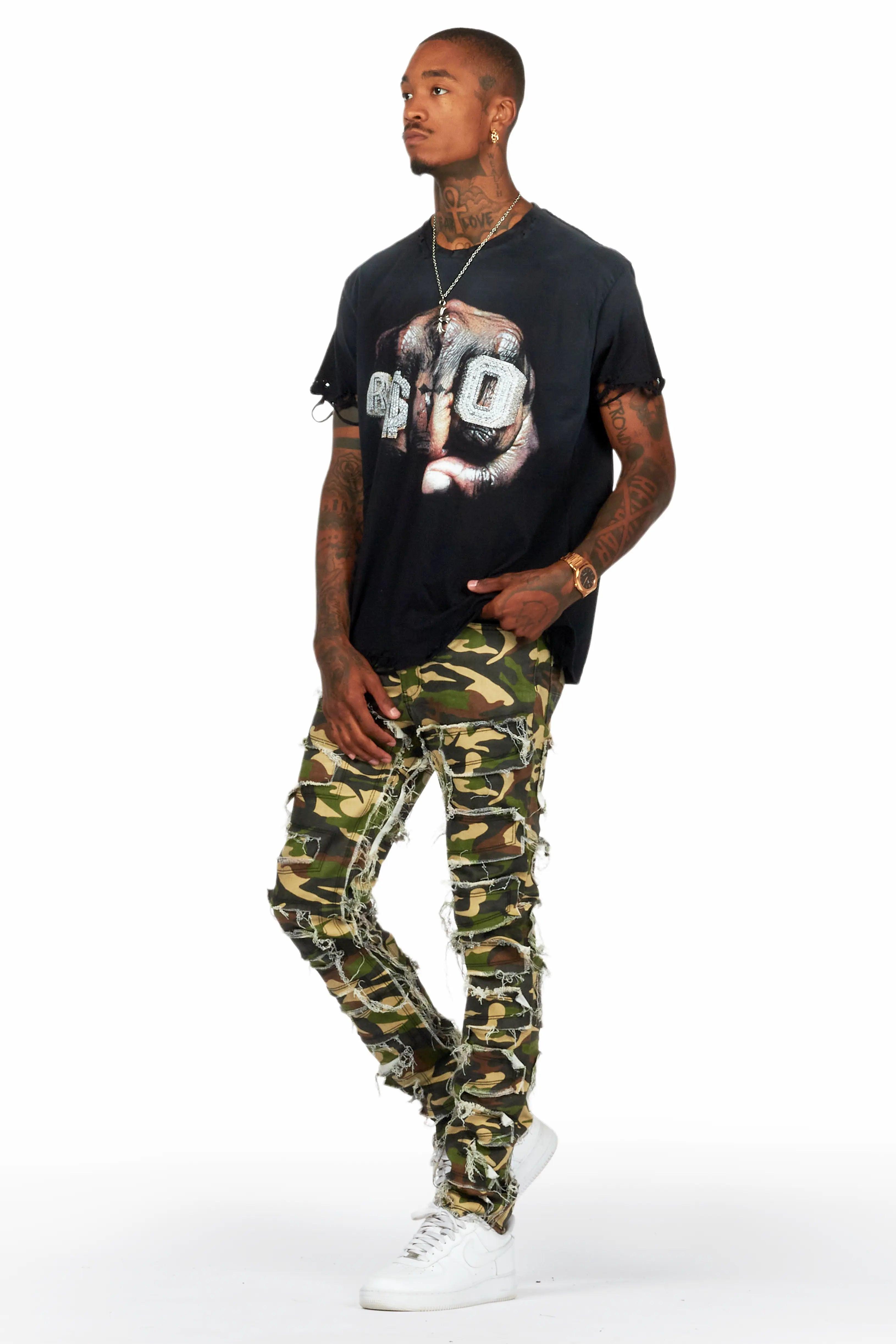 Shake Faded Camo Slim Fit Jean Male Product Image