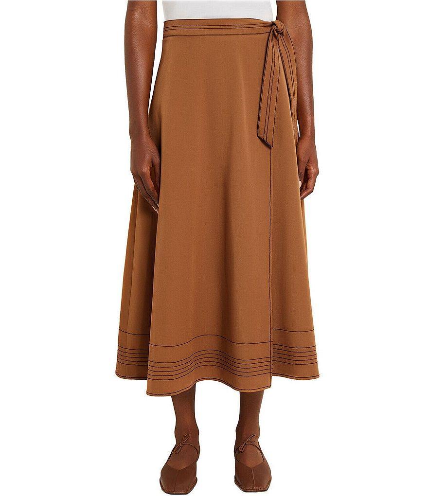 MISOOK Coordinating Woven Twill Side Tie Midi Wrap Front Skirt Product Image