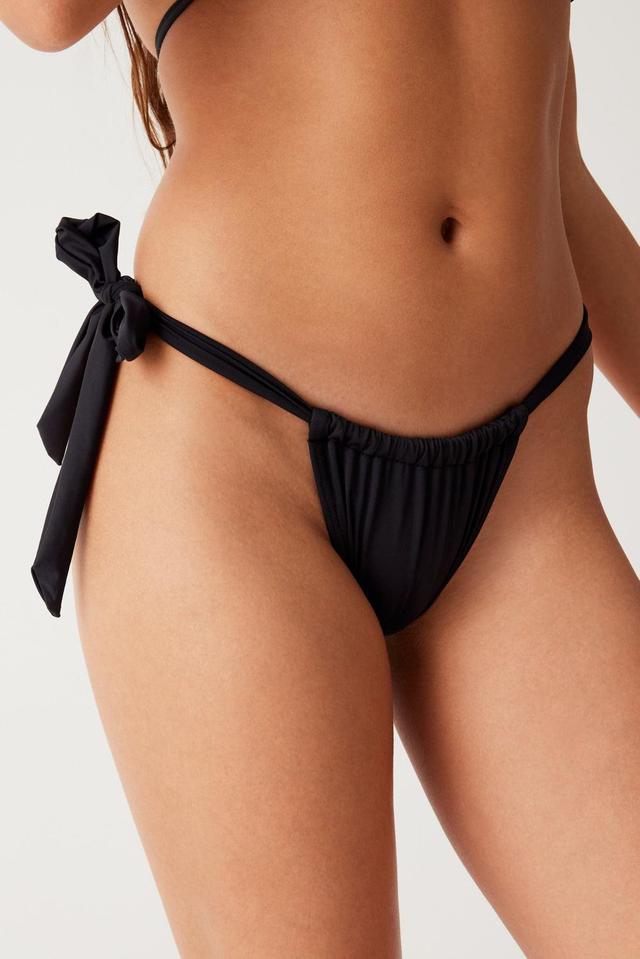 Kealy Tie Side Cheeky Bikini Bottom - Black Product Image