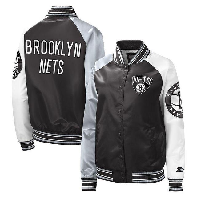 Womens Starter Black Brooklyn Nets The Prospect Raglan Full-Snap Jacket - Black Product Image