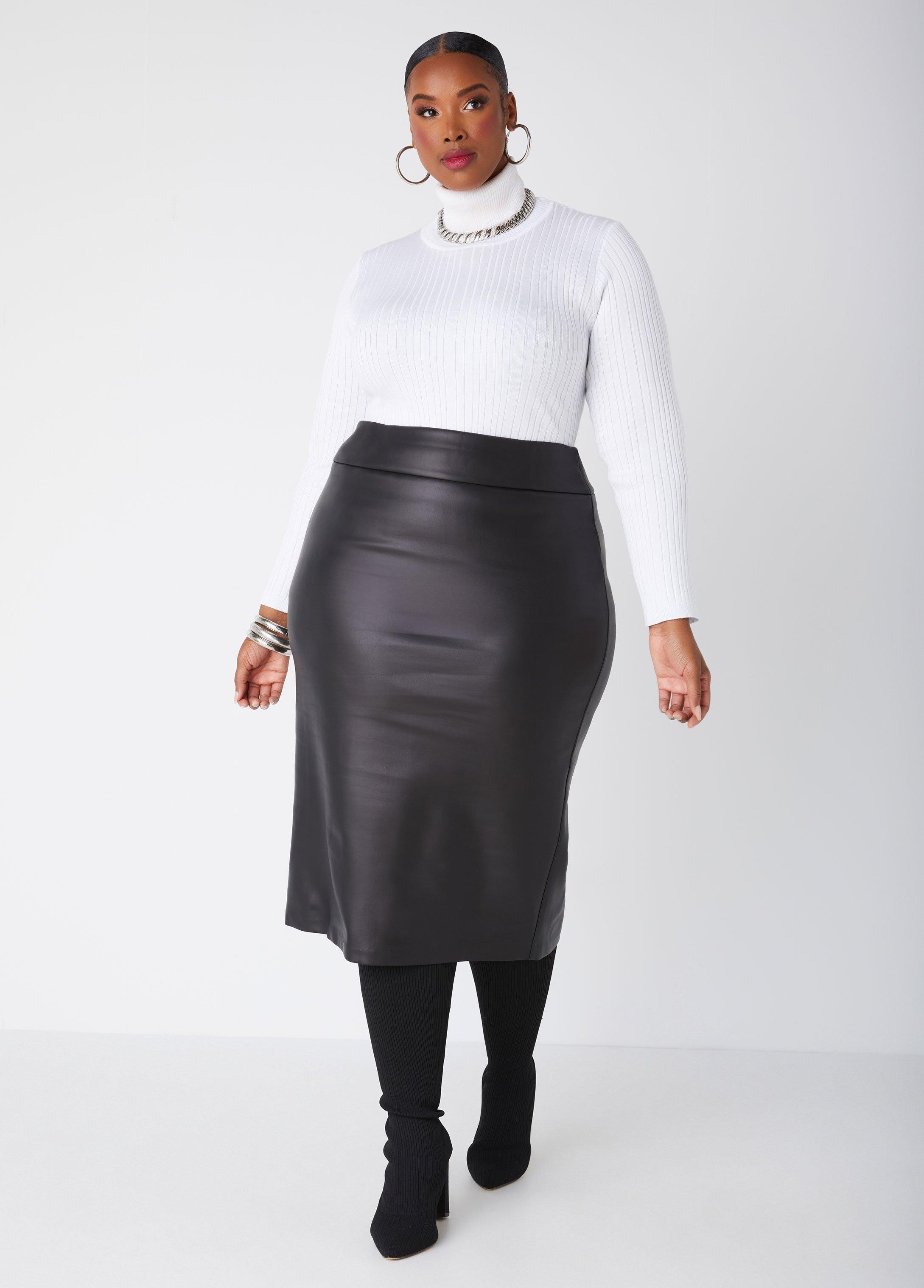 Faux Leather Midi Skirt Product Image