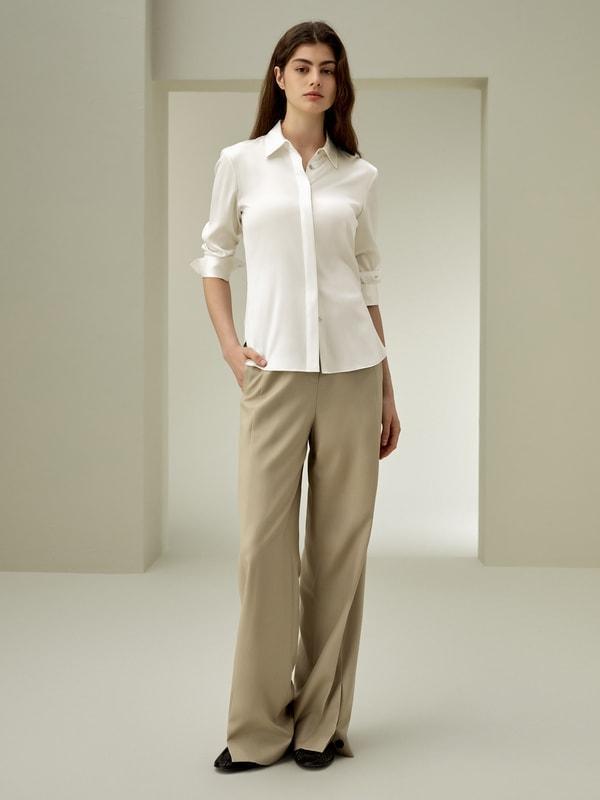 Elegant Silhouette Silk Shirt Product Image