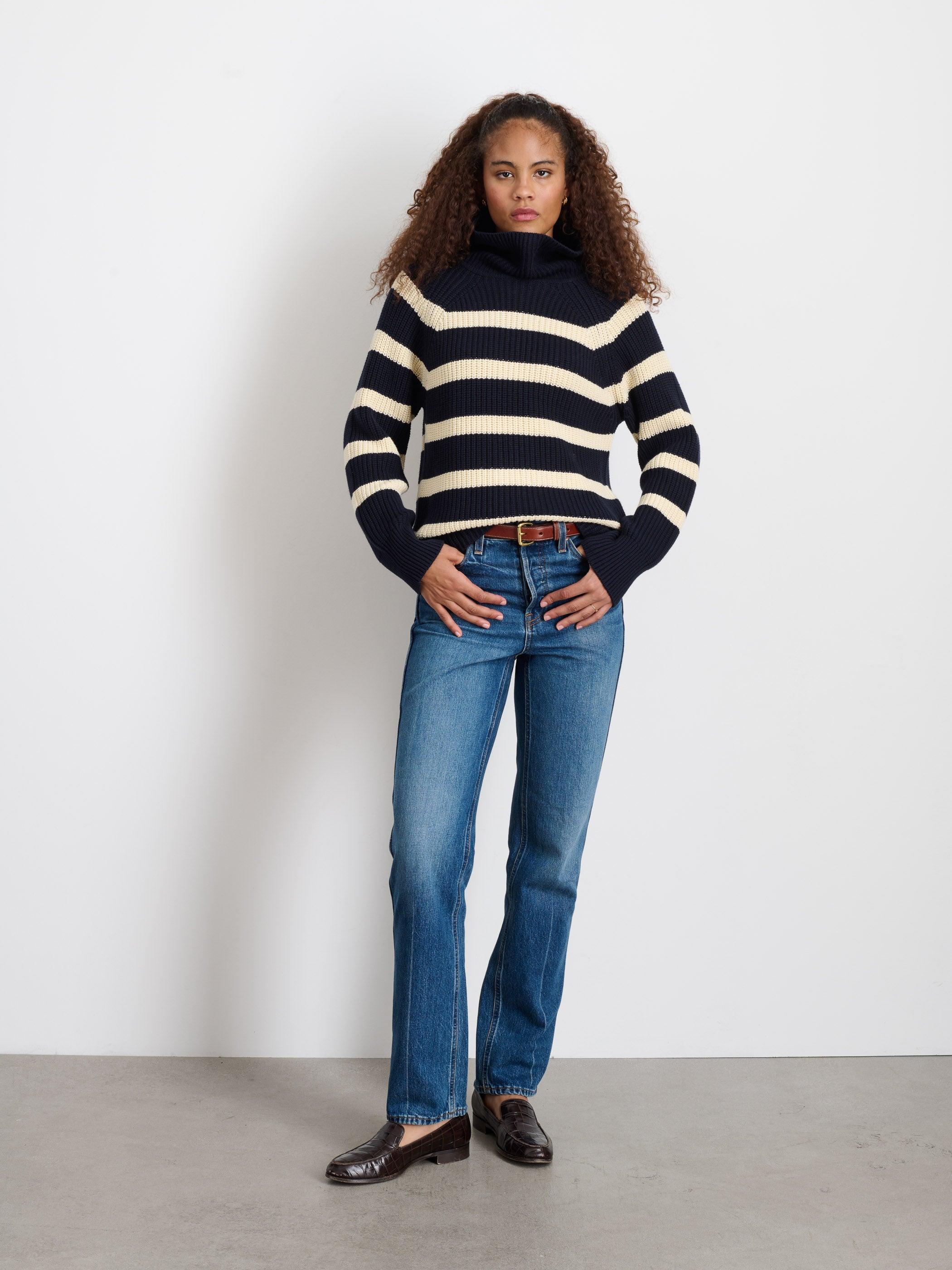 Chelsea Striped Turtleneck In Cotton Cashmere Female Product Image