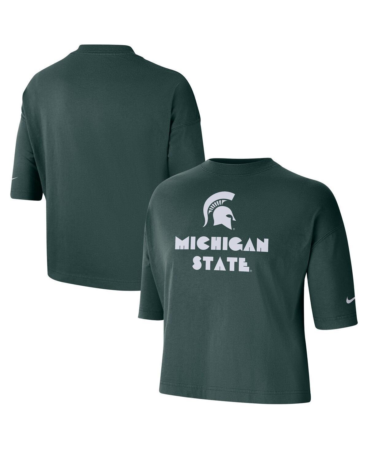 Womens Nike Green Michigan State Spartans Crop Performance T-shirt Product Image