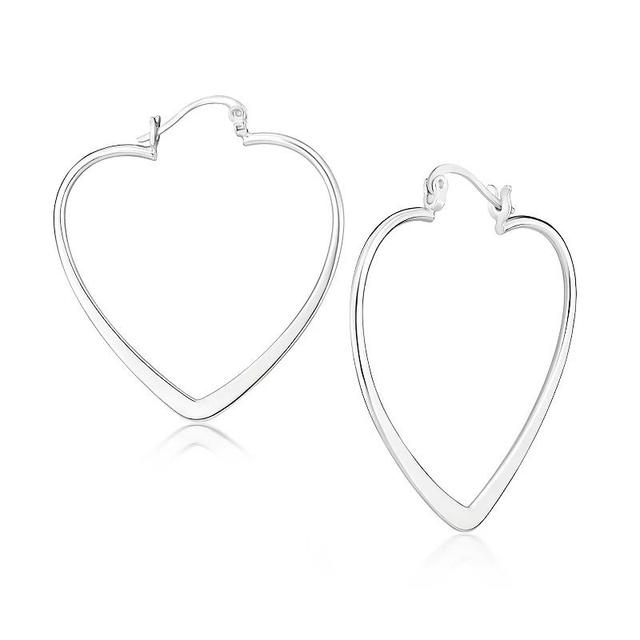 Judy Crowell Sterling Silver Heart Hoop Earrings, Womens Product Image