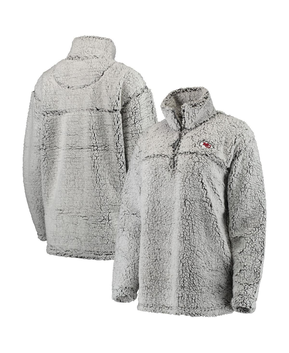 Womens Gray Kansas City Chiefs Sherpa Quarter-Zip Pullover Jacket Product Image