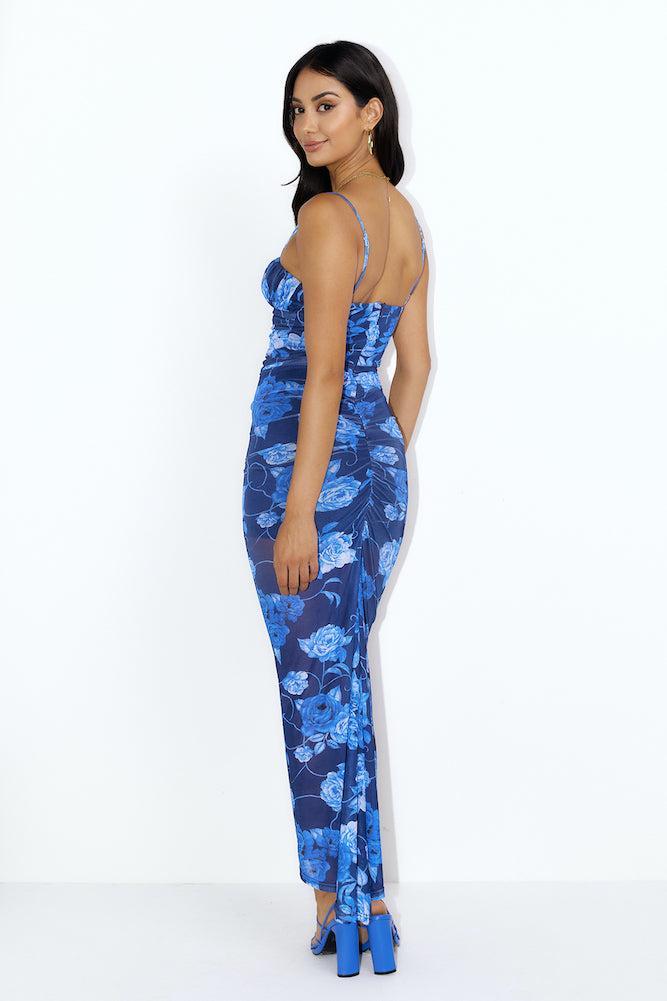 Blossom Mesh Maxi Dress Blue Product Image