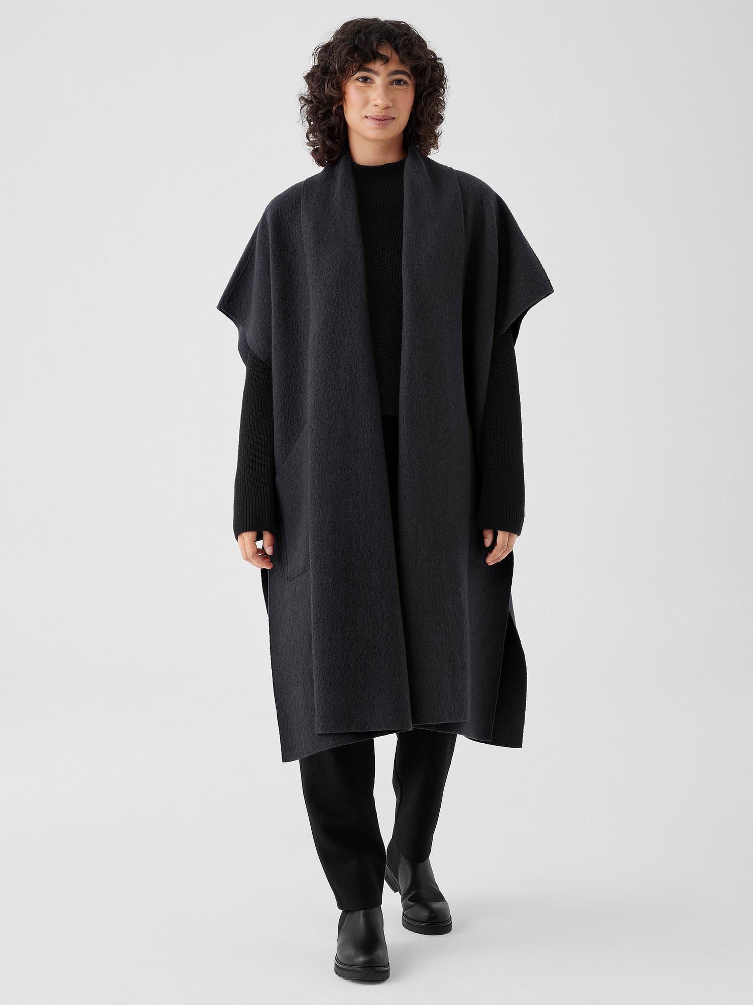 EILEEN FISHER Lightweight Boiled Wool Serape in Regenerative Woolfemale Product Image