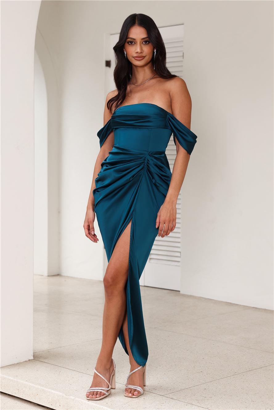 DEAR EMILIA Be Seen Midi Dress Teal Product Image