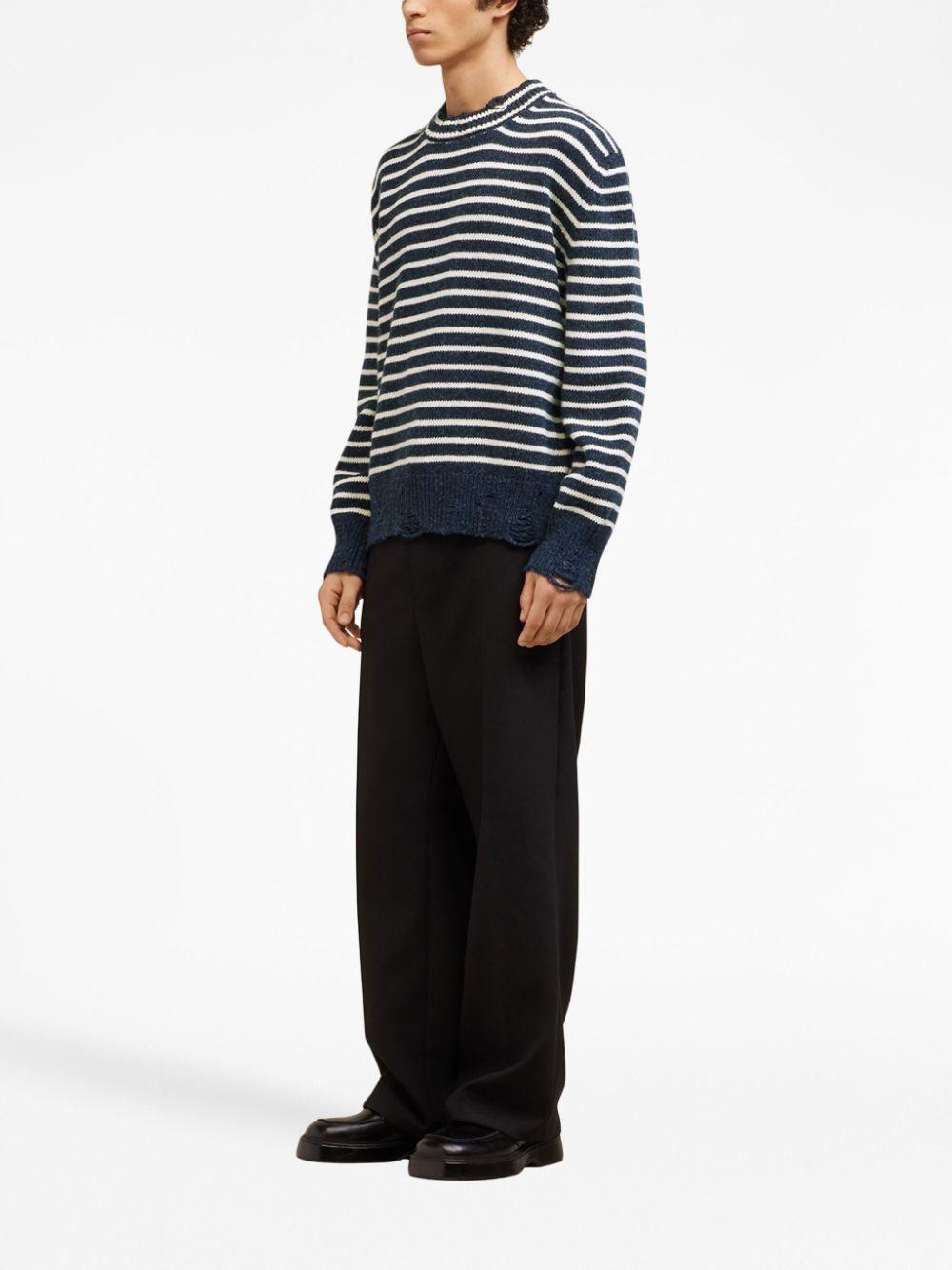 striped ribbed crew neck jumper Product Image