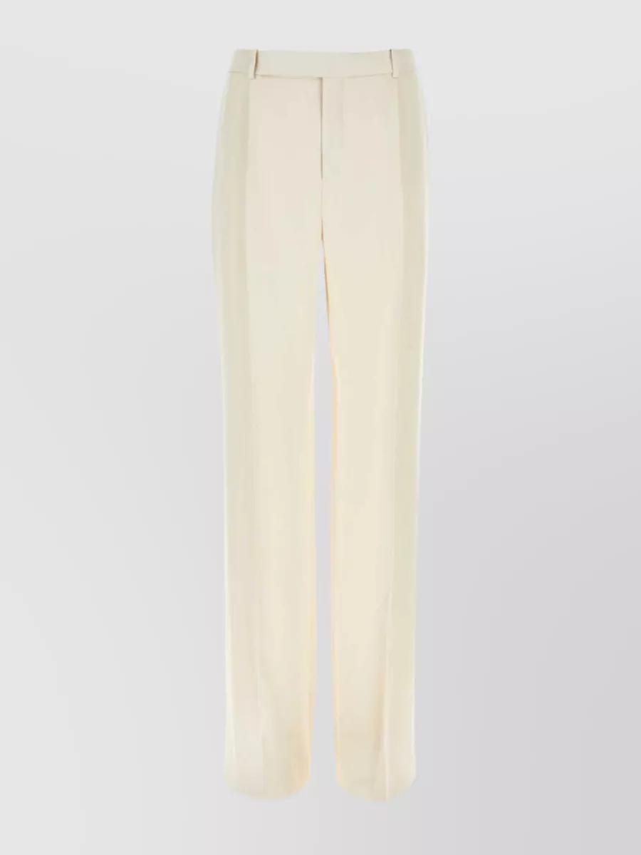 Wide-leg High Waist Satin Trousers In Cream Product Image