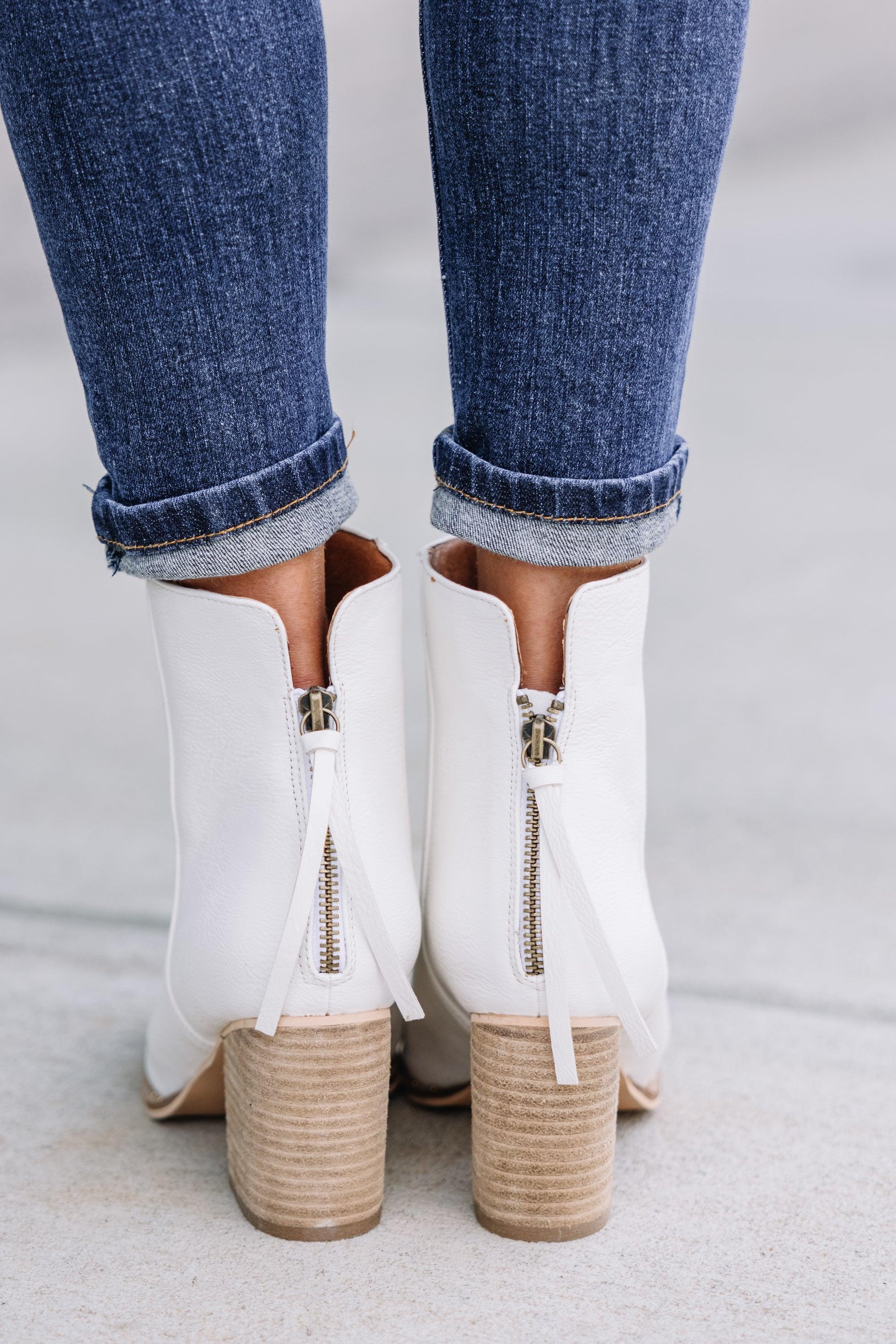 Stay In Step White Booties Female Product Image