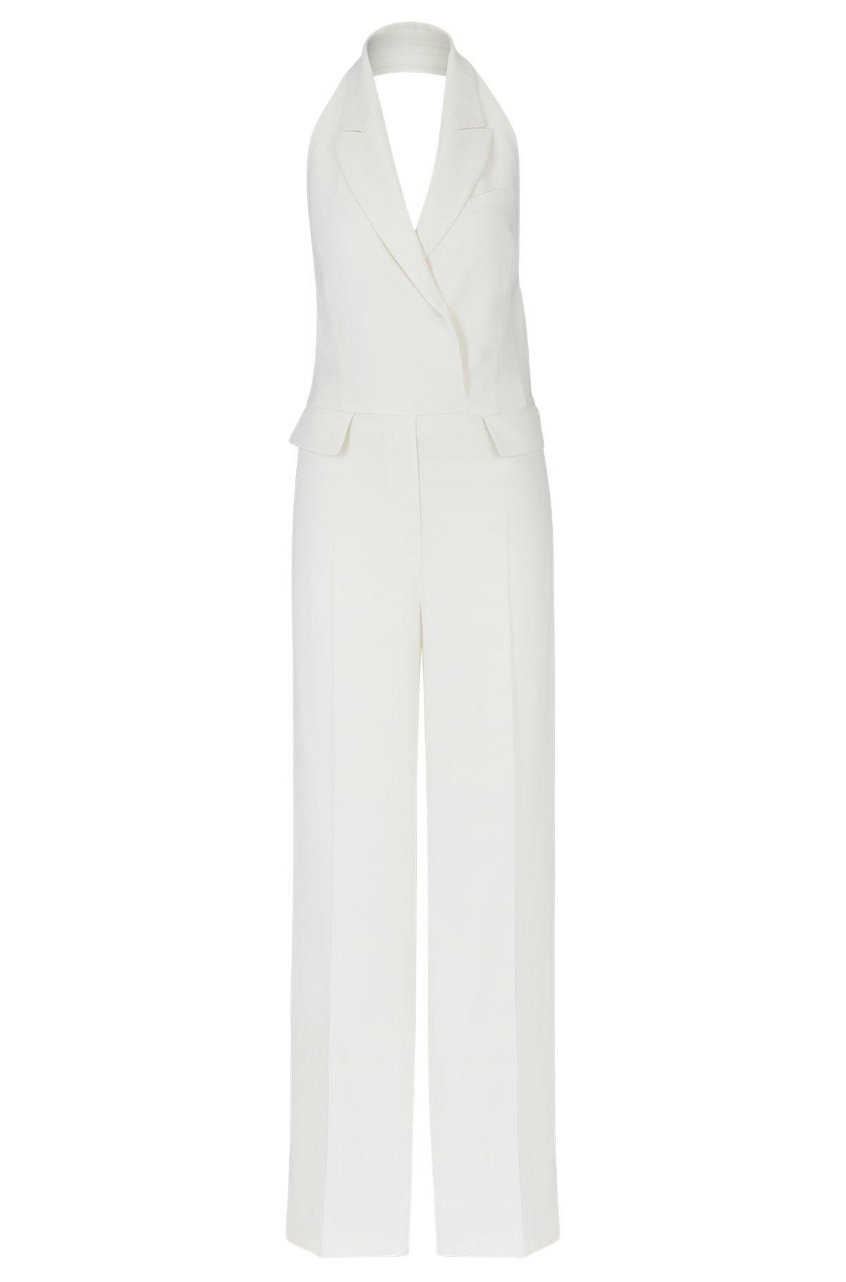 Halterneck jumpsuit with peak lapels Product Image