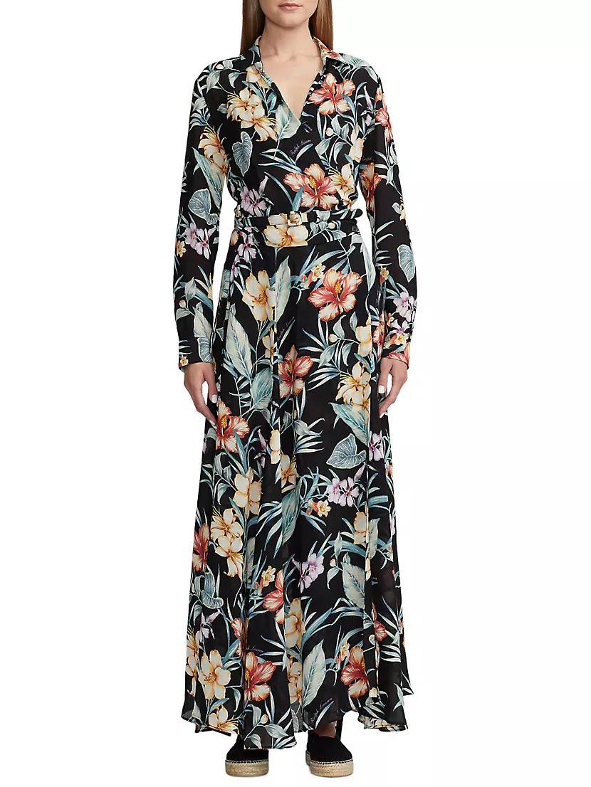 Floral Wrap Linen-Blend Maxi Dress Product Image