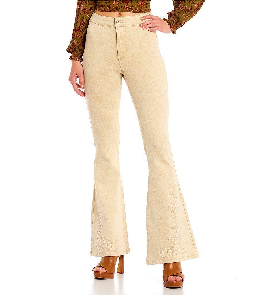 CV Chelsea  Violet High Rise Floral Embroidered Flare Leg Jeans Product Image