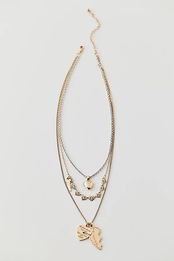 Mixed Heart Layered Necklace Womens at Urban Outfitters Product Image