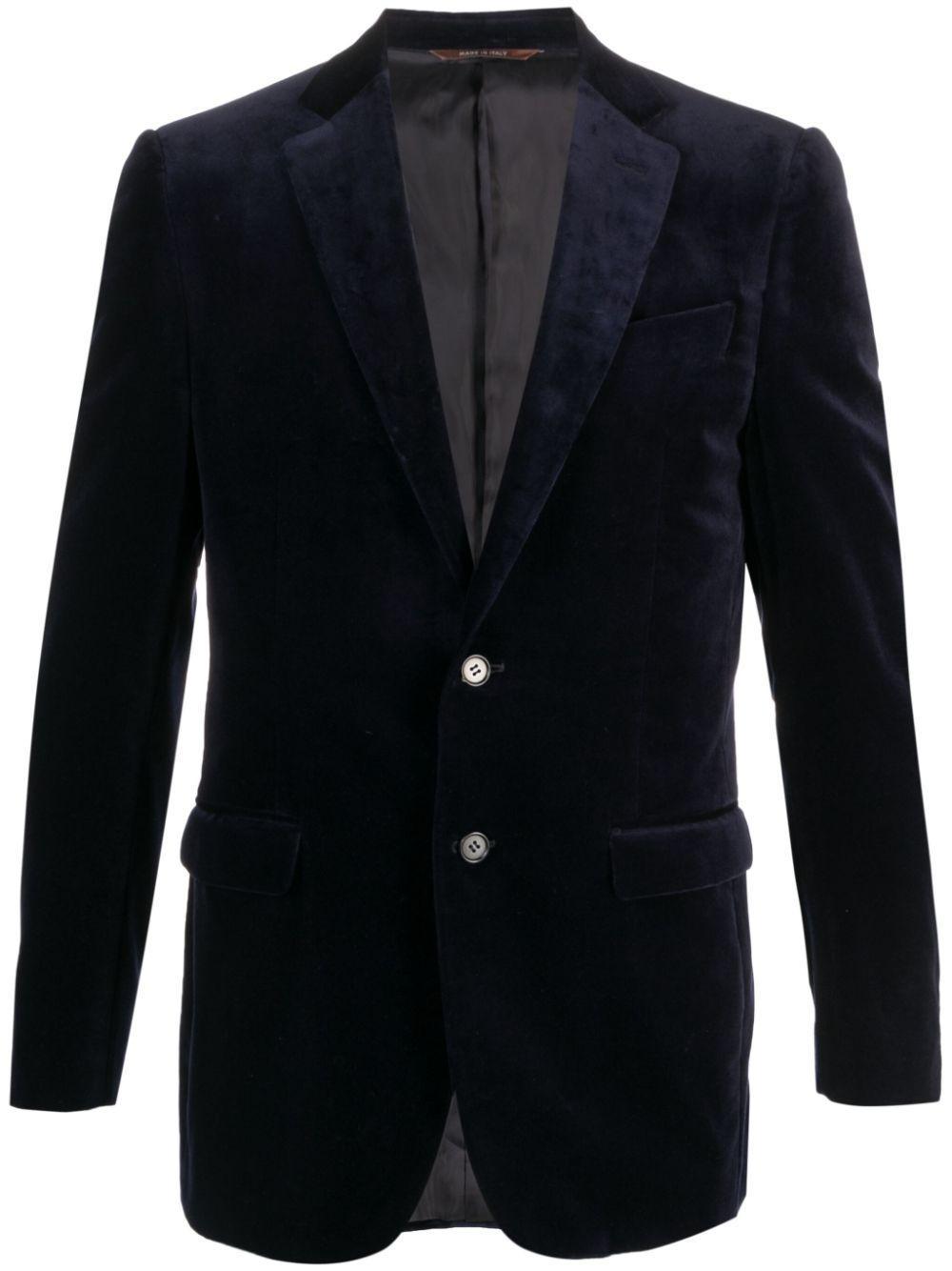 CANALI Single-breasted Velvet Dinner Jacket In Blue Product Image