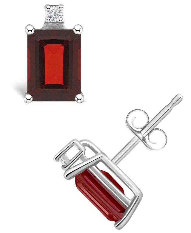 Garnet (1-1/2 ct. t.w.) and Diamond Accent Stud Earrings in 14K White Gold or 14K Yellow Gold Product Image