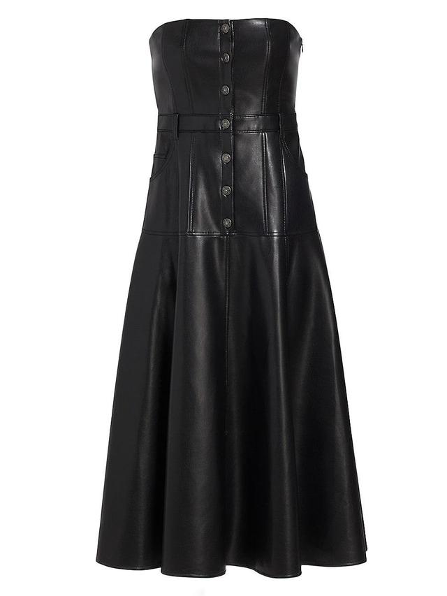 Womens Veena Faux Leather Strapless Midi-Dress Product Image