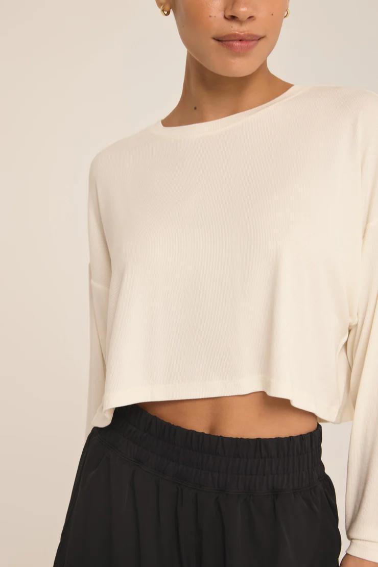 Layer On Rib Long Sleeve Top - Sea Salt Product Image