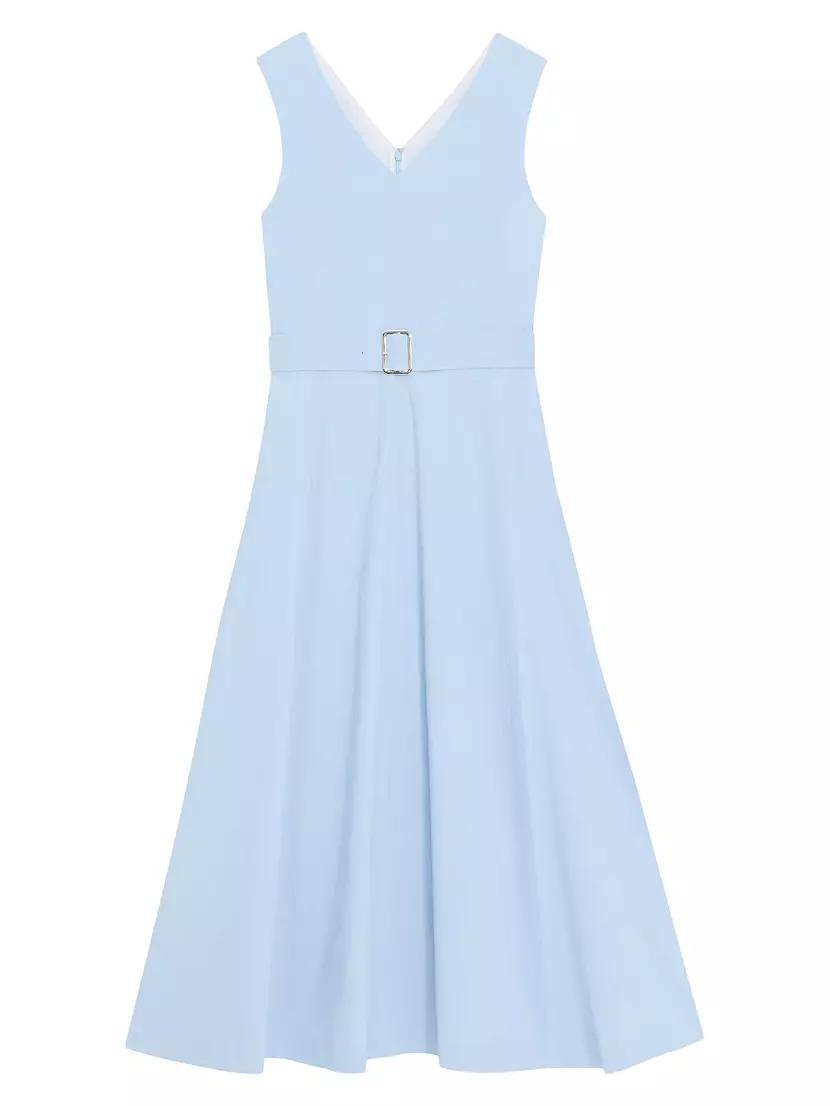 Belted Linen-Blend Midi-Dress Product Image