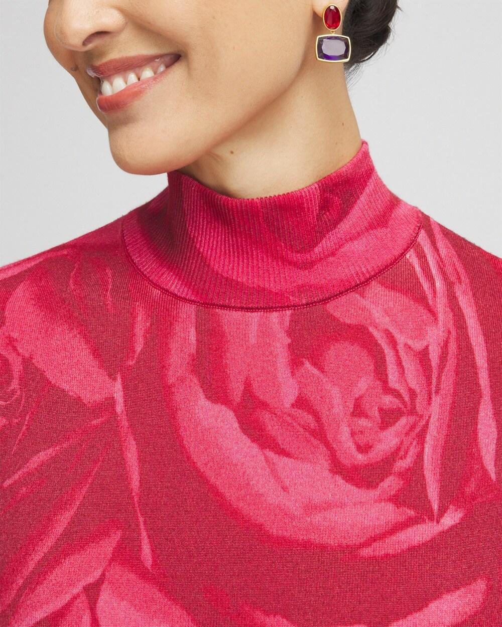 Rose Print Mockneck Pullover Sweater Product Image