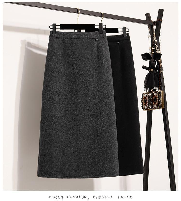 High Rise Plain Midi A-Line Skirt Product Image