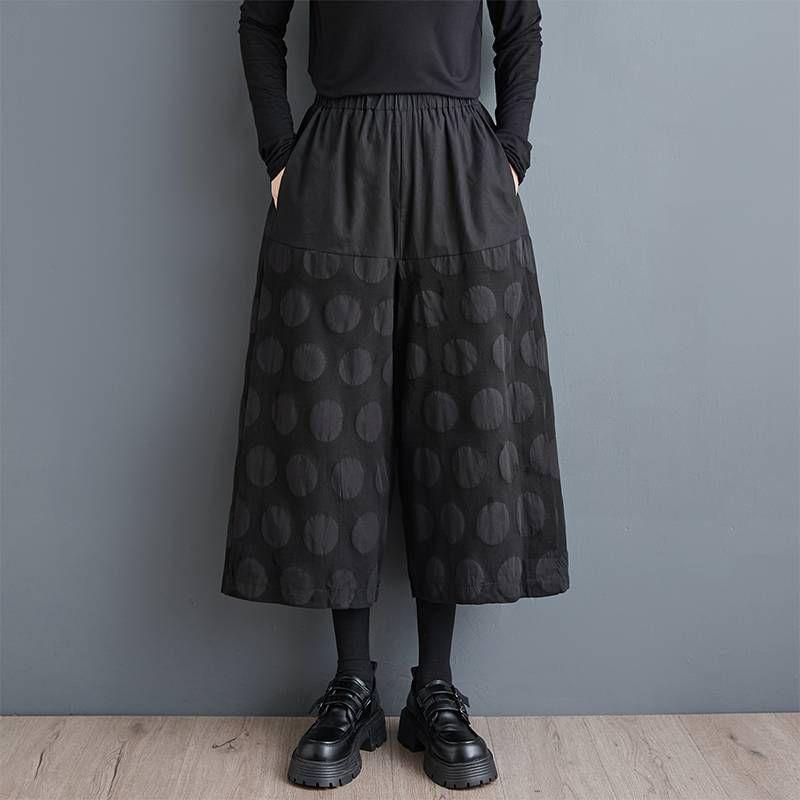 High Rise Dotted Capri Wide Leg Pants Product Image