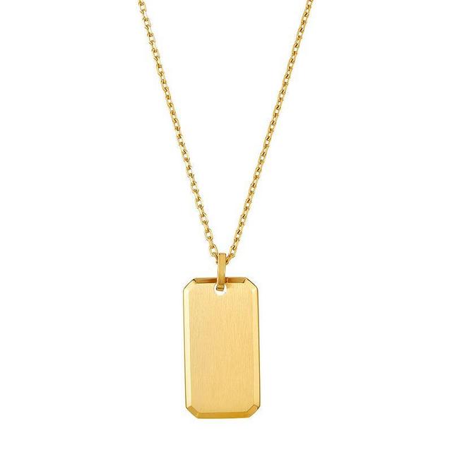 Adornia 14k Gold Plated Dog Tag Necklace, Mens Yellow Product Image