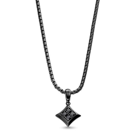 Vera Wang Men 1/3 CT. T.w. Black Diamond Squared Pendant in Sterling Silver with Black Rhodium Plate - 22" Product Image