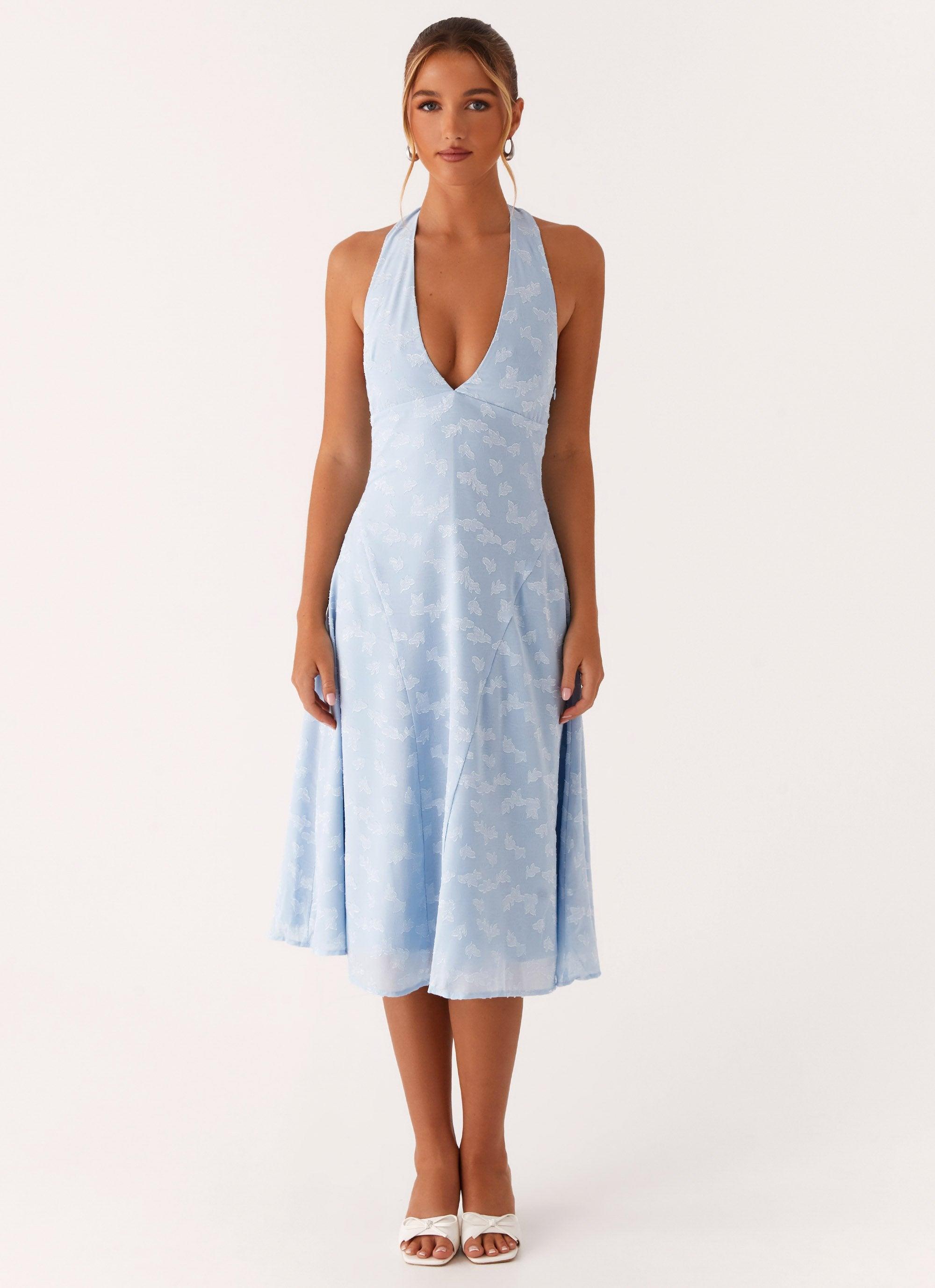 Sashi Halterneck Midi Dress - Pale Blue Product Image