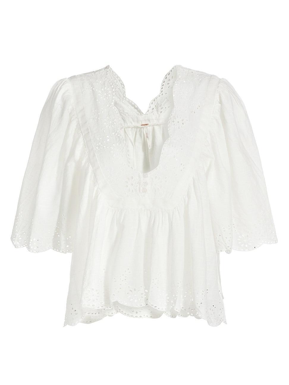 Womens Costa Cotton Eyelet Plunge Top Product Image