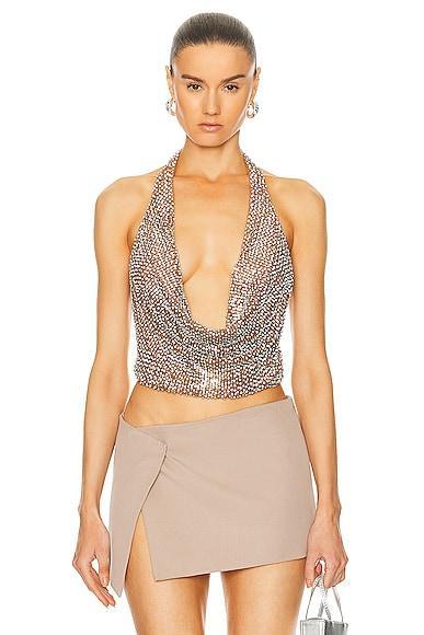 Retrofte Eleanor Crystal Embellished Crop Halter Top Product Image