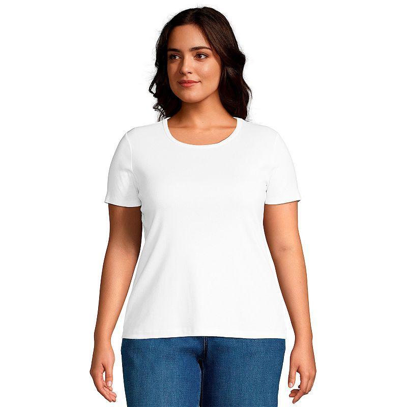 Plus Size Lands End All-Cotton Crewneck Tee, Womens Oxford Product Image