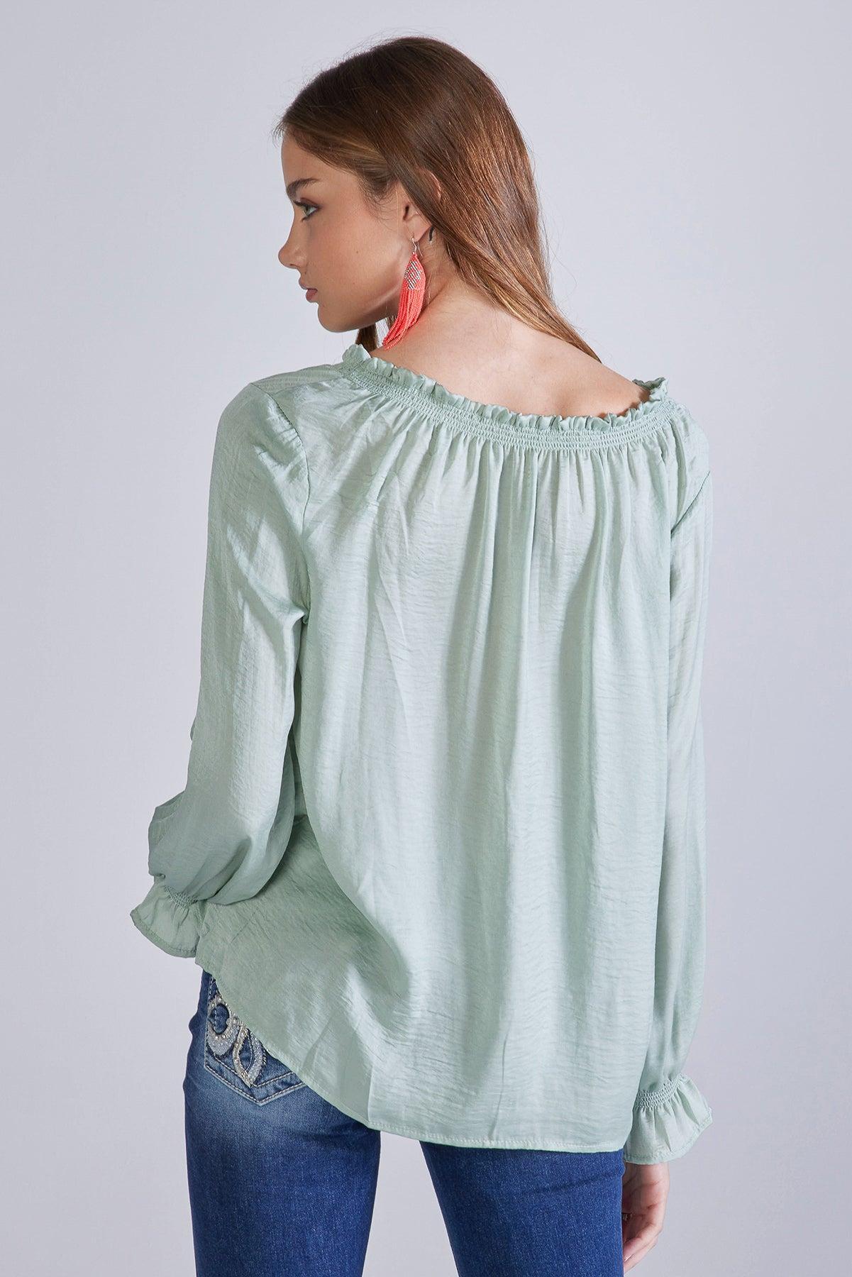 Tie Front Satin Blouse Product Image