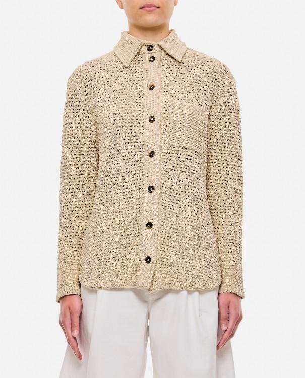 Cotton Crochet Shirt In Neutrals Product Image