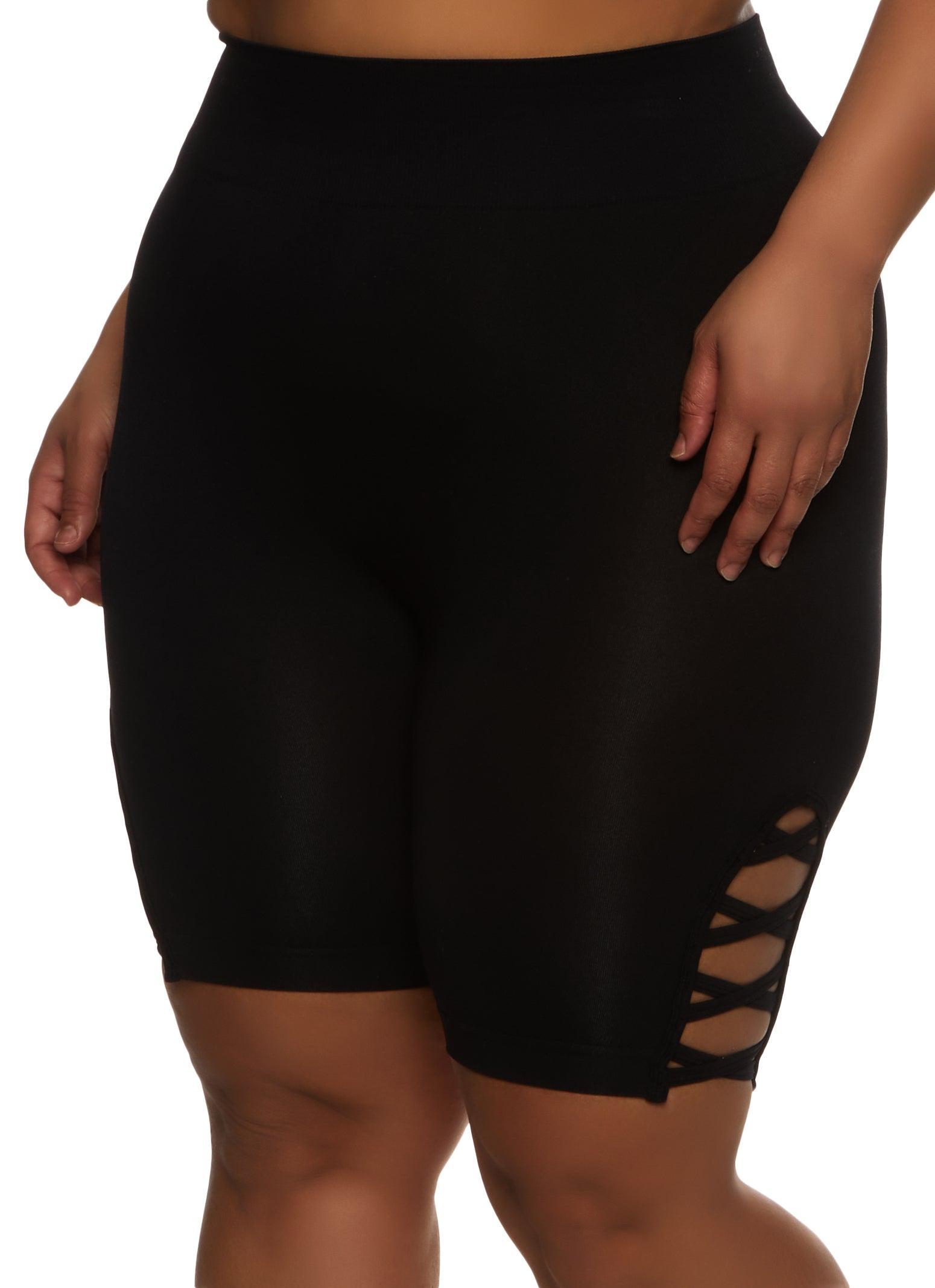 Womens Plus Size Caged Detail Seamless Biker Shorts Product Image