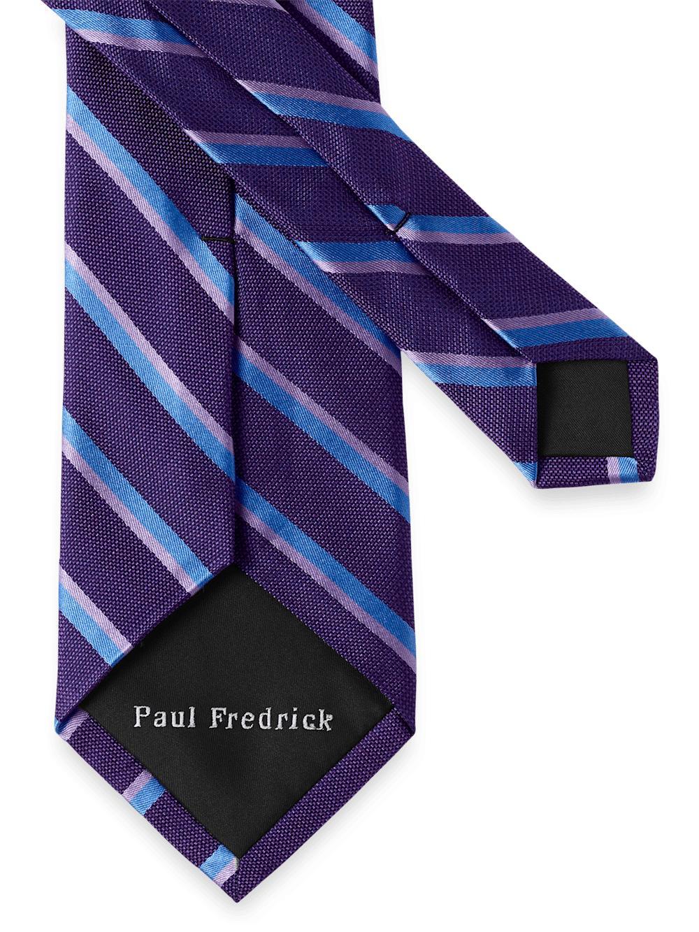 Stripe Woven Silk Tie - Purple/blue Product Image