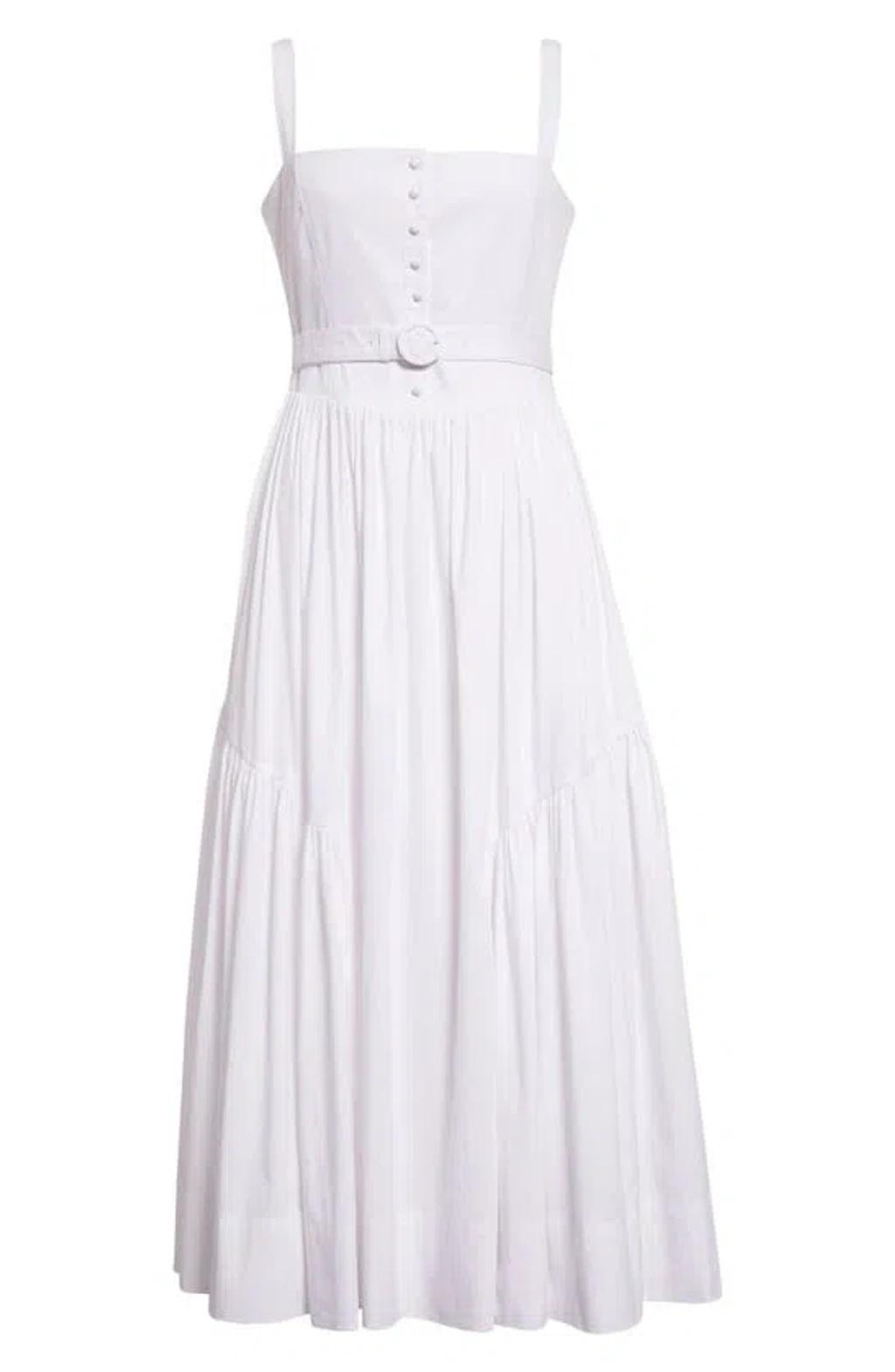 Amber Poplin A-line Dress In White Product Image